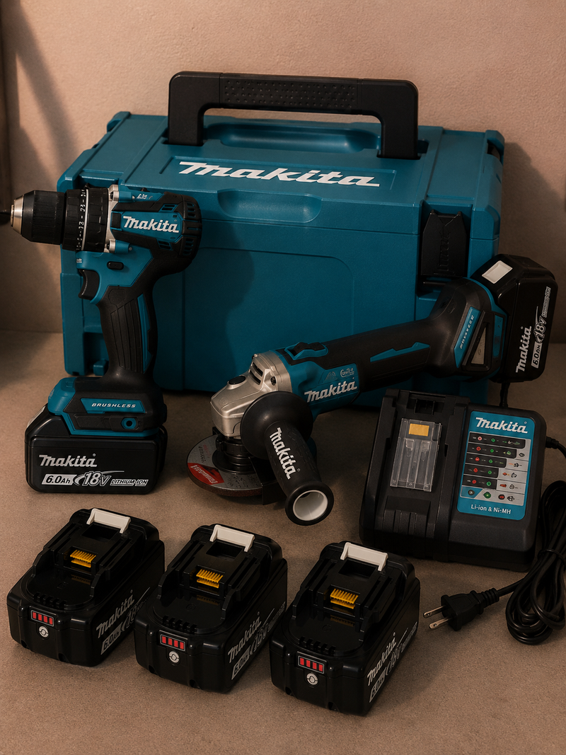 Kit 2 em 1,rebarbadora 125mm+aparafusadora Makita 3 baterias 6ah 18v +carregador brushless original com fatura✅Oferta Mala Makita🎁