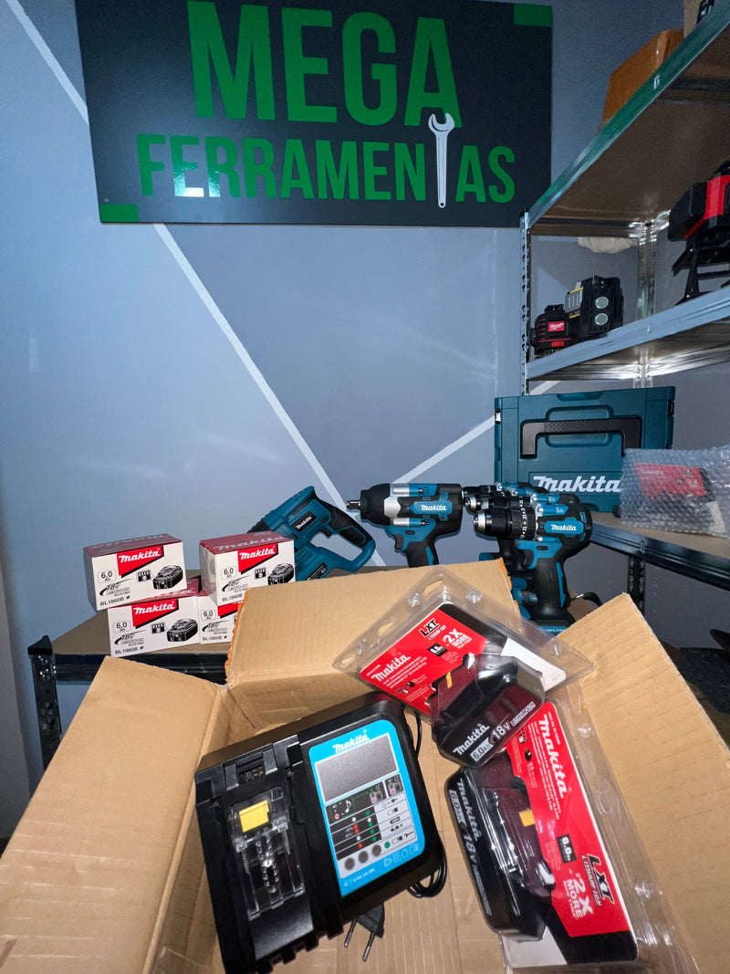 Conjunto 2 Baterias Makita 6ah 18v+Carregador rápido Makita LXT 14,4 - 18V Lítio-ion Makita DC18RC Digital